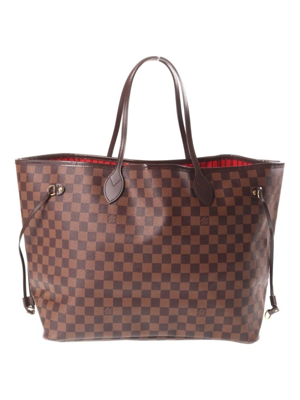 Louis Vuitton Damier Neverfull GM Leather Tote Bag Brown